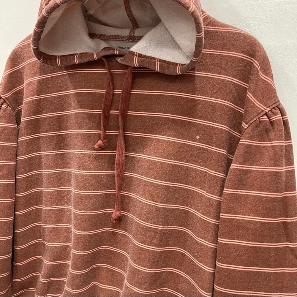 Urban Outfitters Dropped Shoulder Stripe Hoodie Sweatshirt Puff Sleeve Small